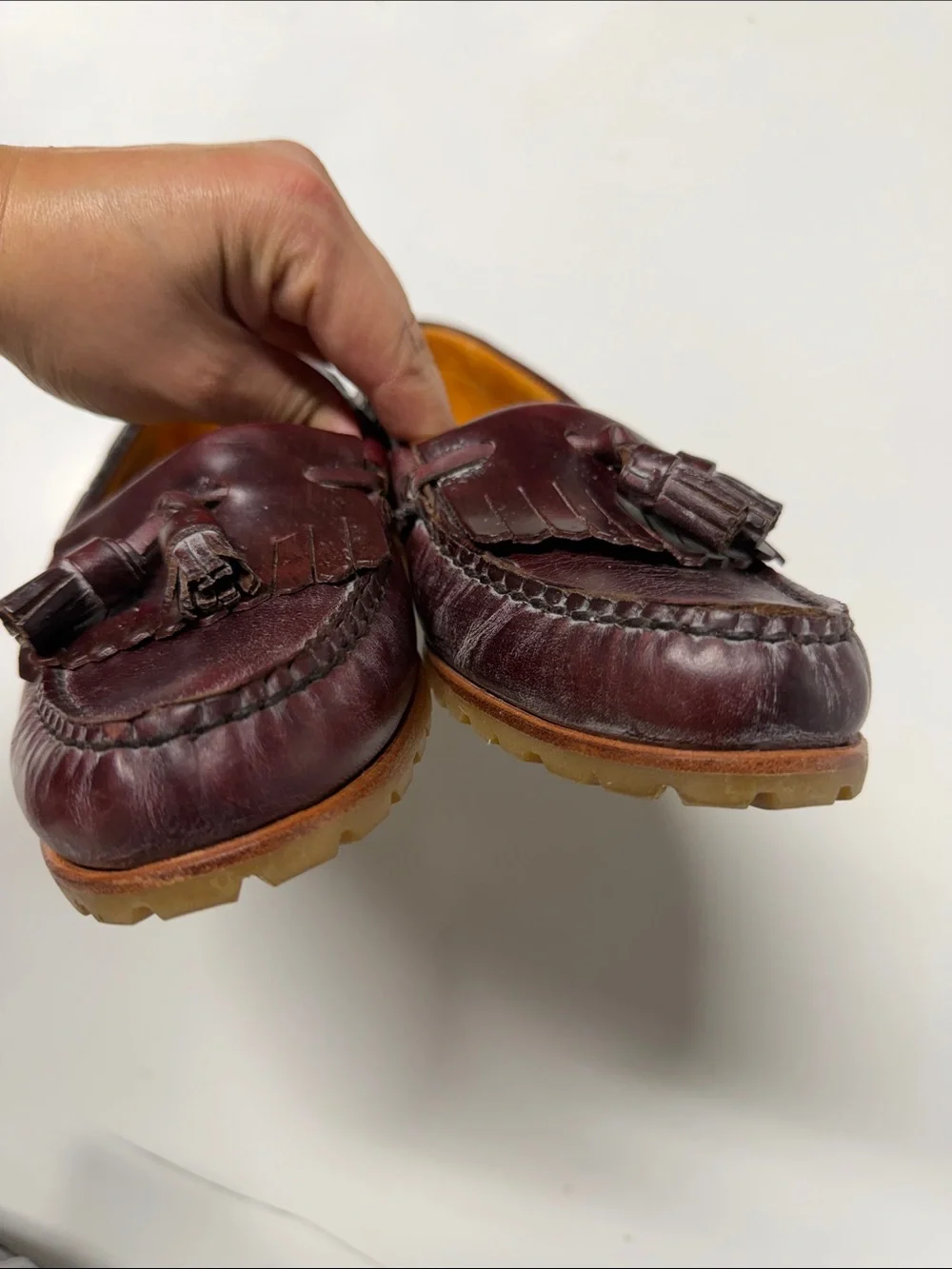 Timberland Burgundy Leather Tassel Kiltie Loafers size 7.5